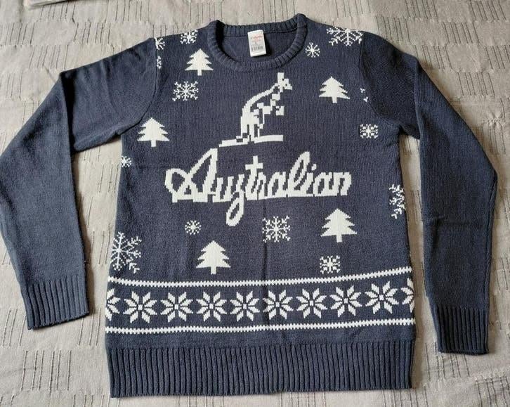 Donkerblauwe Australian kersttrui - Maat L, Ophalen of Verzenden, Zo goed als nieuw, Blauw, Australian