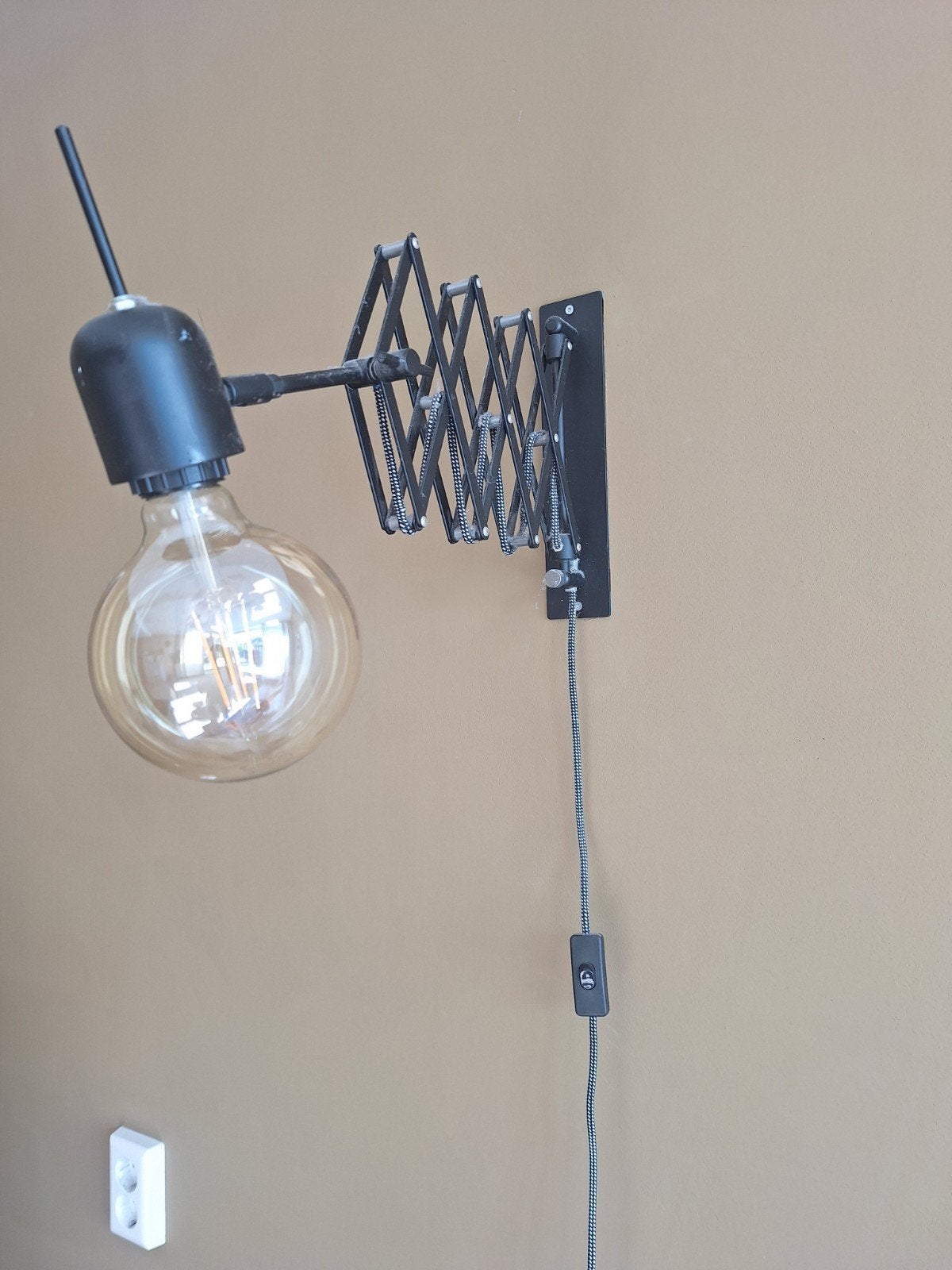 zwarte harmonica  wandlamp metaal, Zwart, Zo goed als nieuw, Metaal, Wandlamp