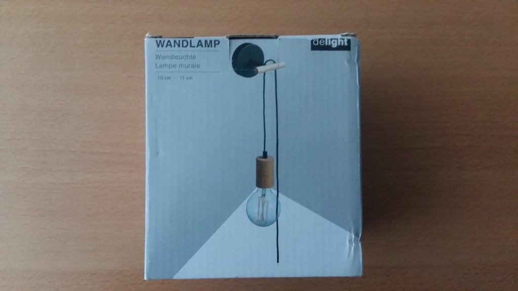 nieuwe wandlamp hout met zwart snoer, excl. lichtbron, Ophalen, Nieuw, Overige materialen, E27 (groot)
