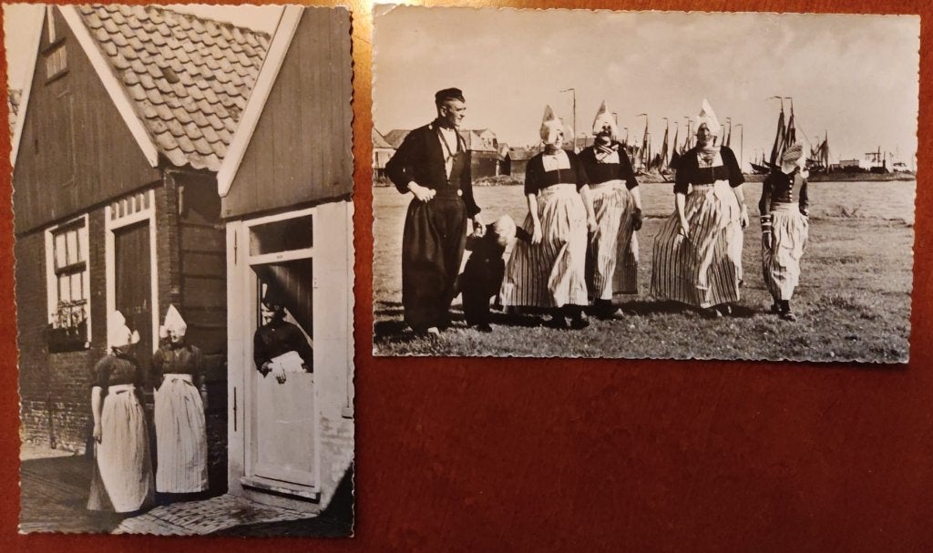 2 Vintage ansichtkaarten van Volendam, Ophalen, 1920 tot 1940, Noord-Holland