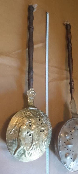 ANTIEKE KOPEREN BEDPAN met houten steel, Ophalen of Verzenden, Koper