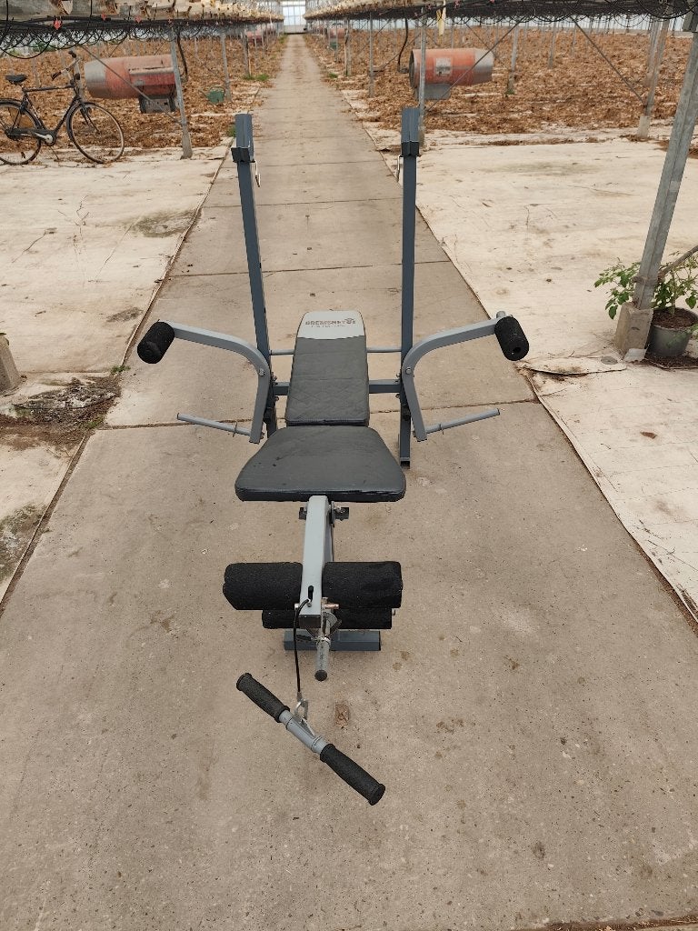Fitnessbank met gewichten en accessoires, Ophalen, Gebruikt, Armen, Fitnessbank