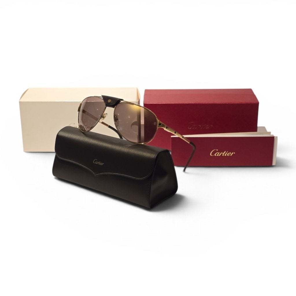 Cartier Zonnebril Santos Dumont Gold Limited Edition | ZGAN, Cartier, Gebruikt, Support@cartier.com, 13 Rue de la Paix, 75002 Paris
France