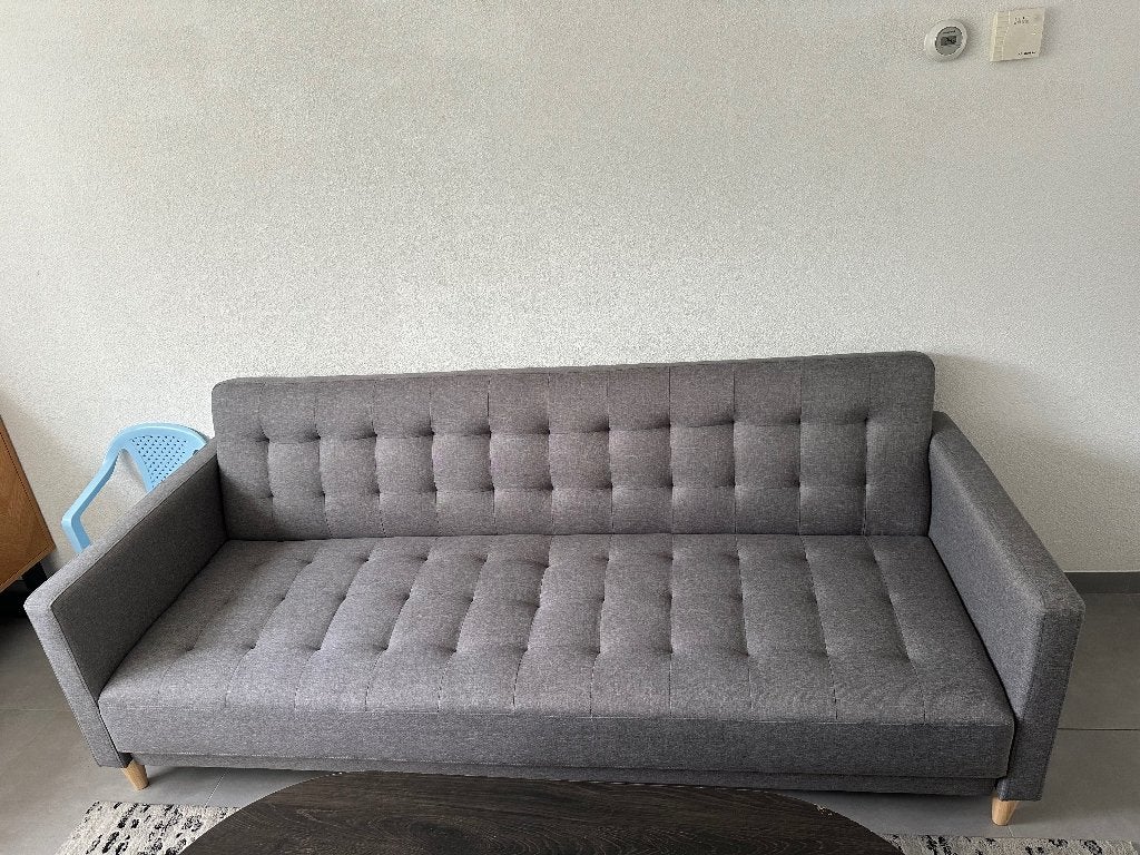 JYSK FALSLEV slaapbank – grijs – nette staat, Ophalen, Tweepersoons, 190 cm of minder, Zo goed als nieuw