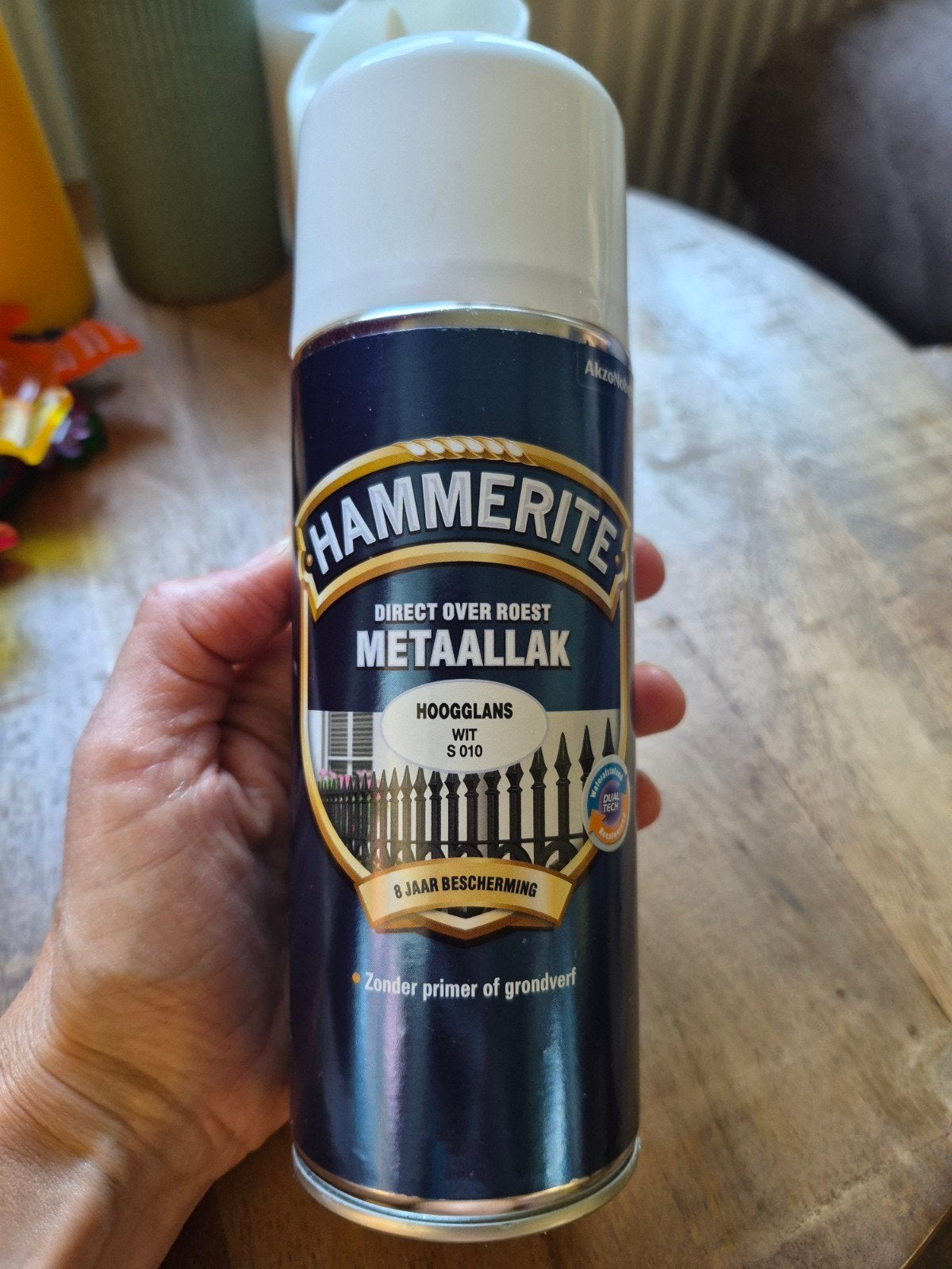 Hammerite metaallak hoogglans wit s010, Wit, Ophalen of Verzenden, Zo goed als nieuw, Lak