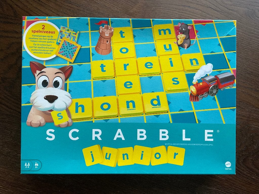 Scrabble junior Spel, Een of twee spelers, Ophalen, Gebruikt, Mattel
