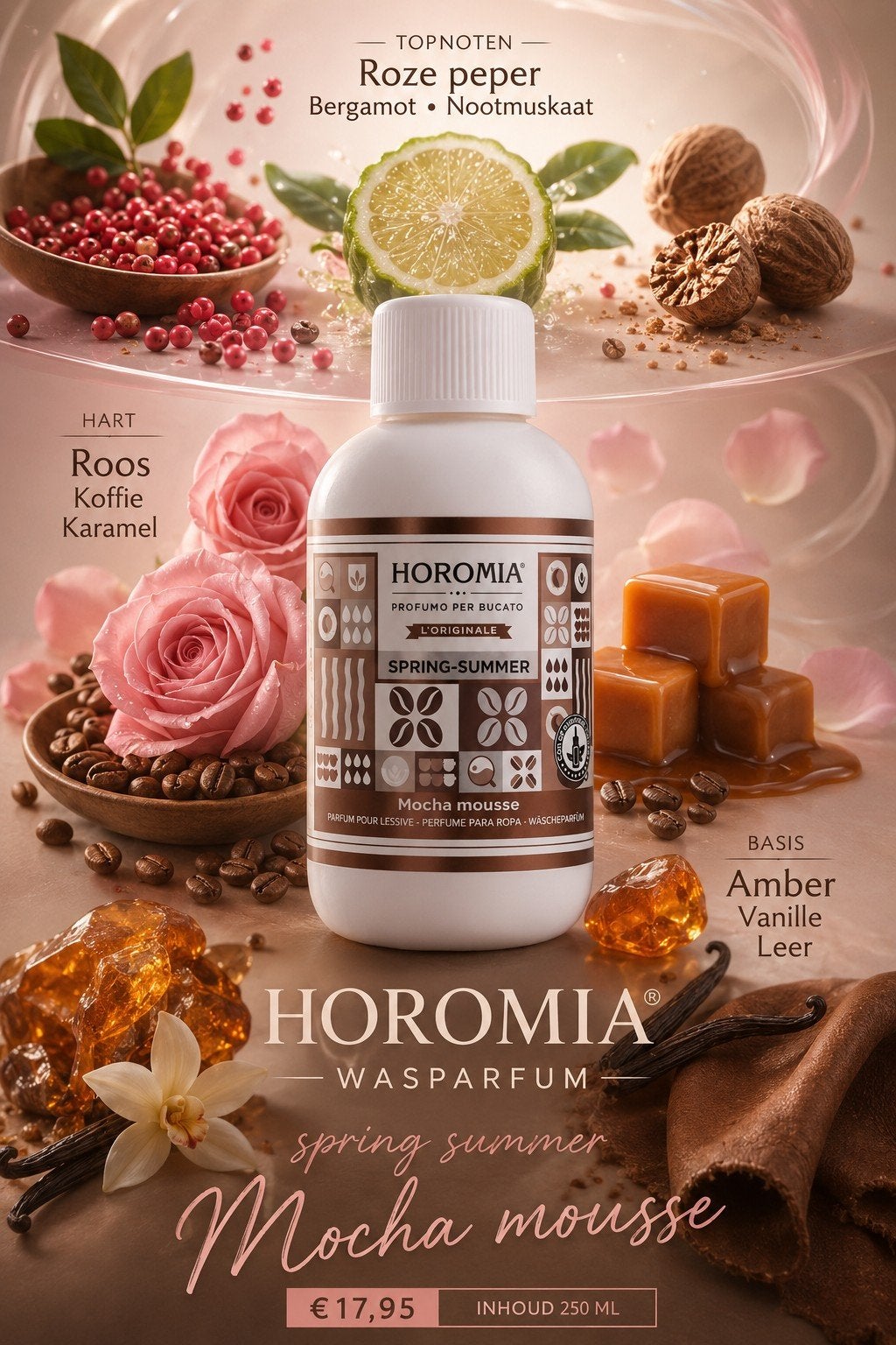 Horomia Wasparfum Mocha Mousse 250 ml nu met 15% korting, Ophalen of Verzenden, Schoonmaakmiddel