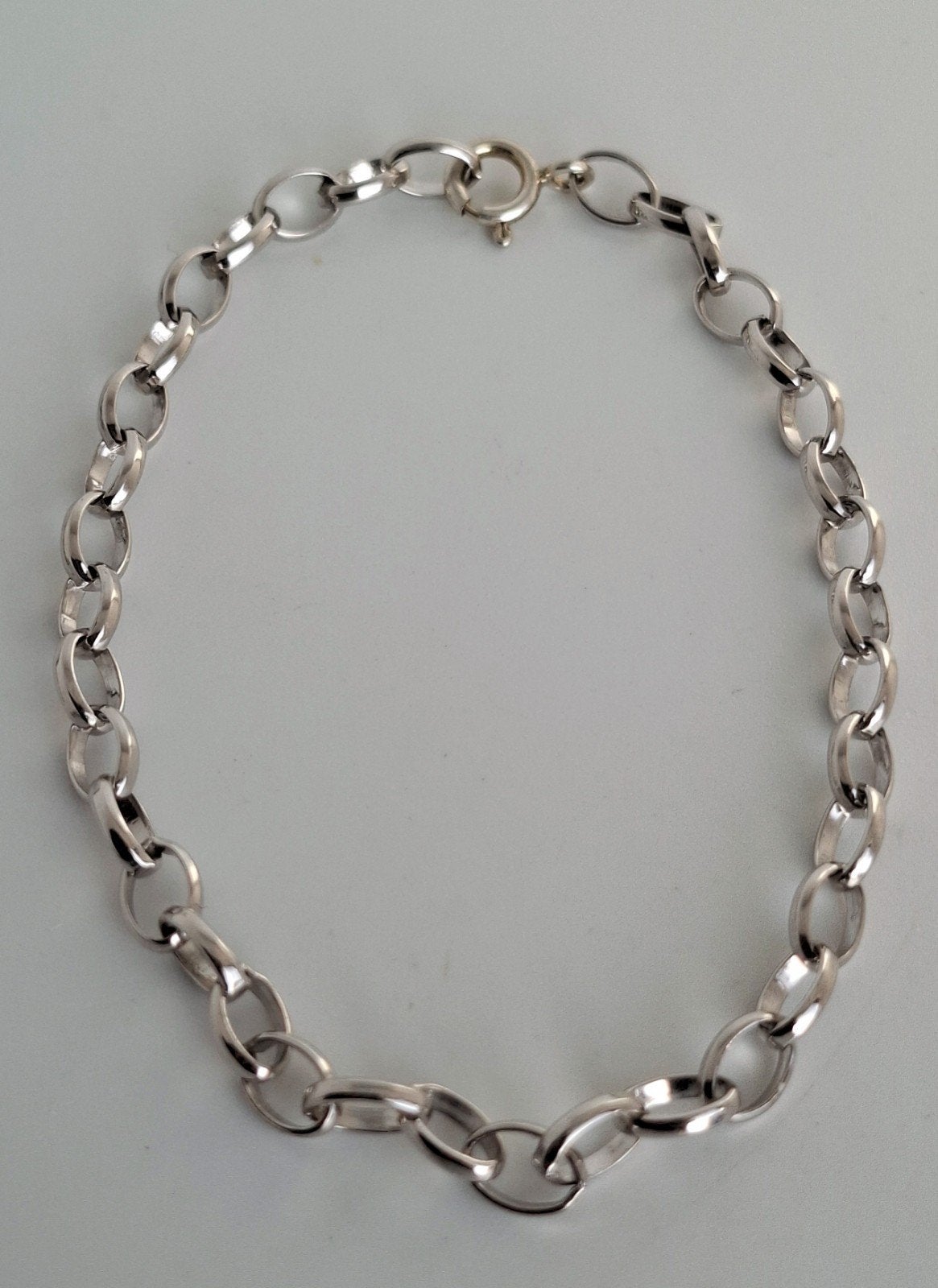 Zilveren ovale jasseron schakelarmband 20,5cm 925 zilver, Sieraden, Tassen en Uiterlijk, Ophalen of Verzenden, Zo goed als nieuw