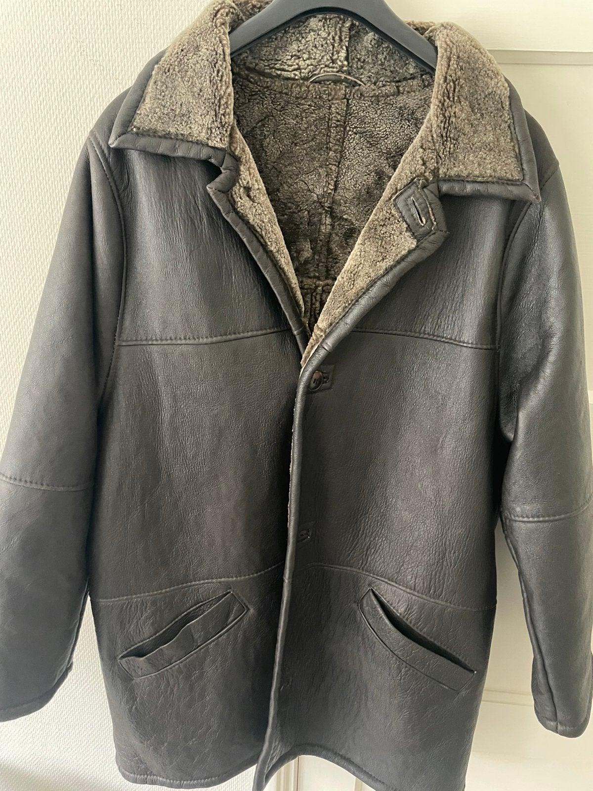 Te koop: leren winterjas, lammy, bruin, maat L, Ophalen of Verzenden, Zo goed als nieuw, Maat 52/54 (L), Bruin
