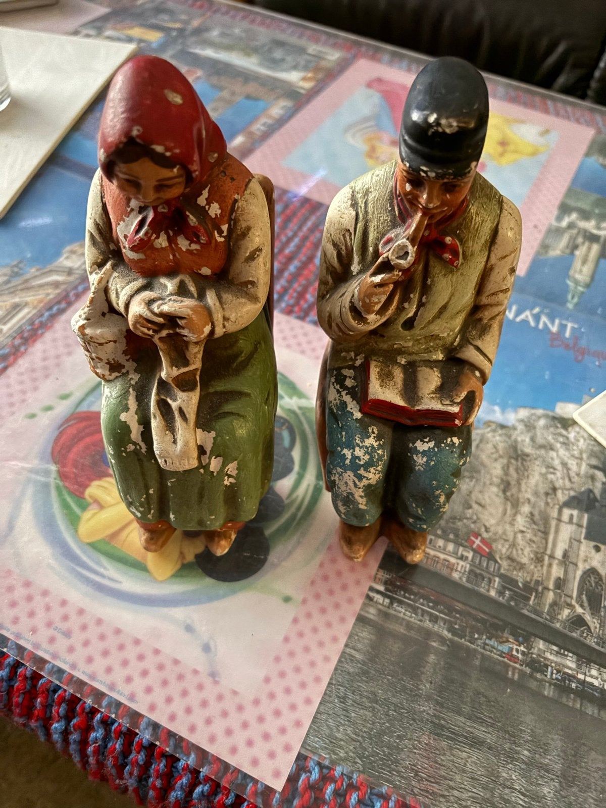 Vintage Beeldjes: Boerin en Boer met Pijp, Ophalen of Verzenden