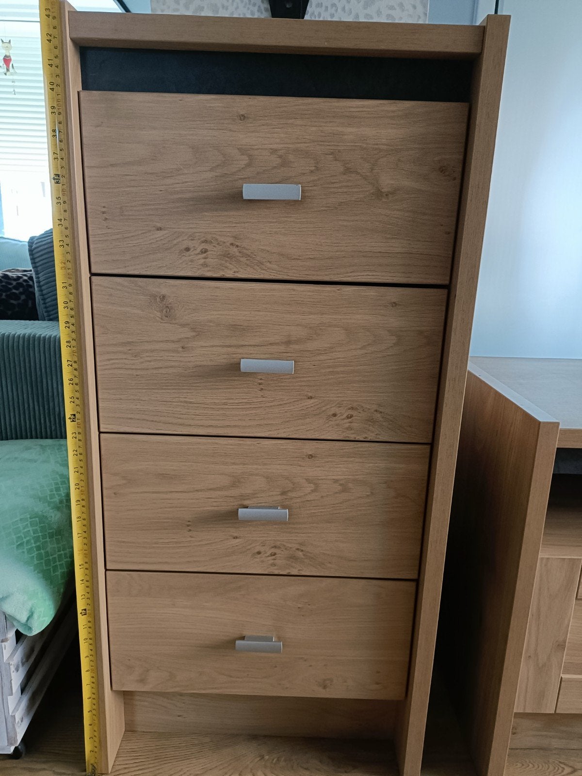 Fineerde ladekast en tv-meubel set, Ophalen, Gebruikt, 100 tot 150 cm, 50 tot 100 cm