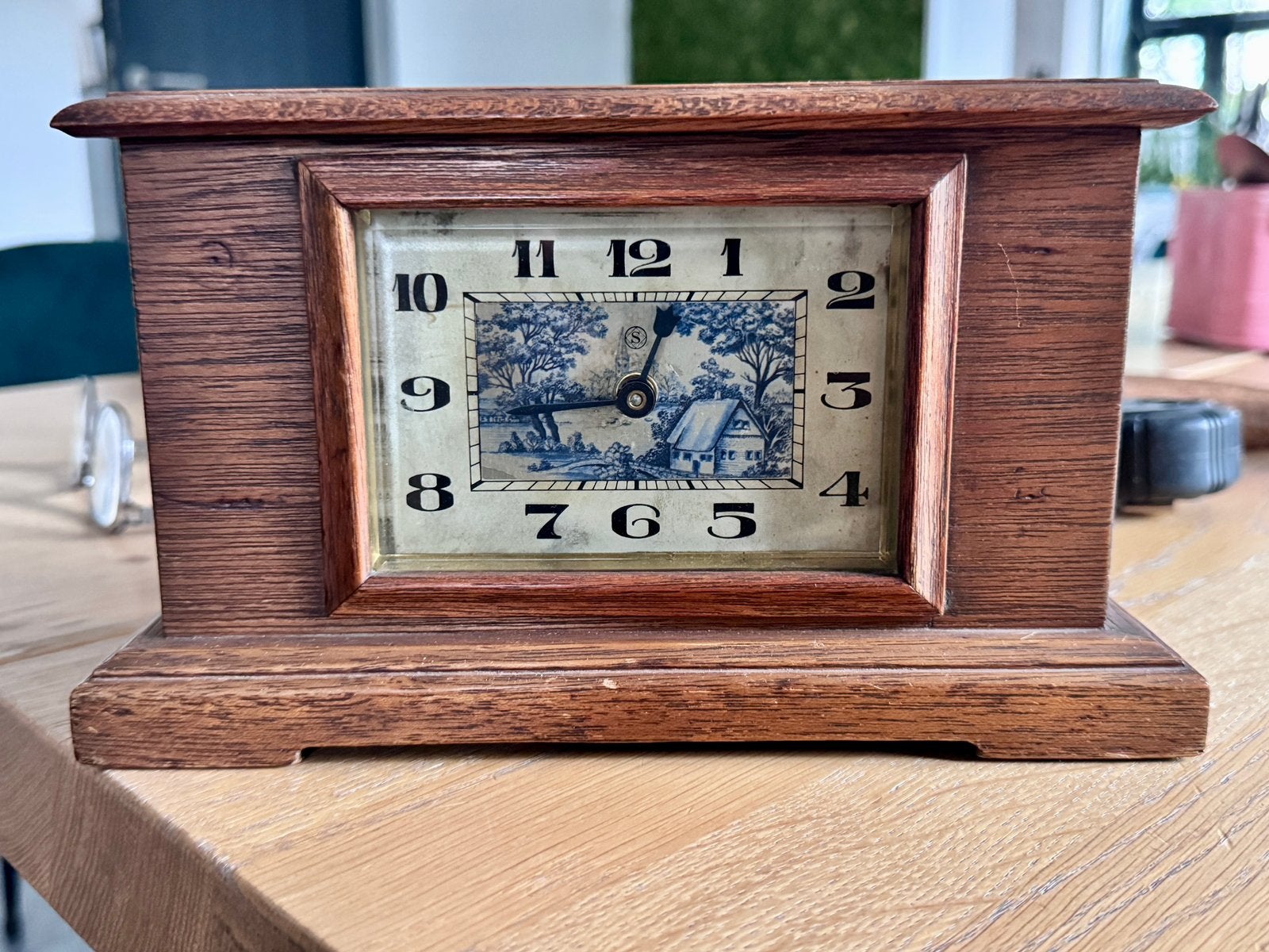 Werkende Antieke Smiths Pendule Klok - Hollands Landschap, Ophalen of Verzenden