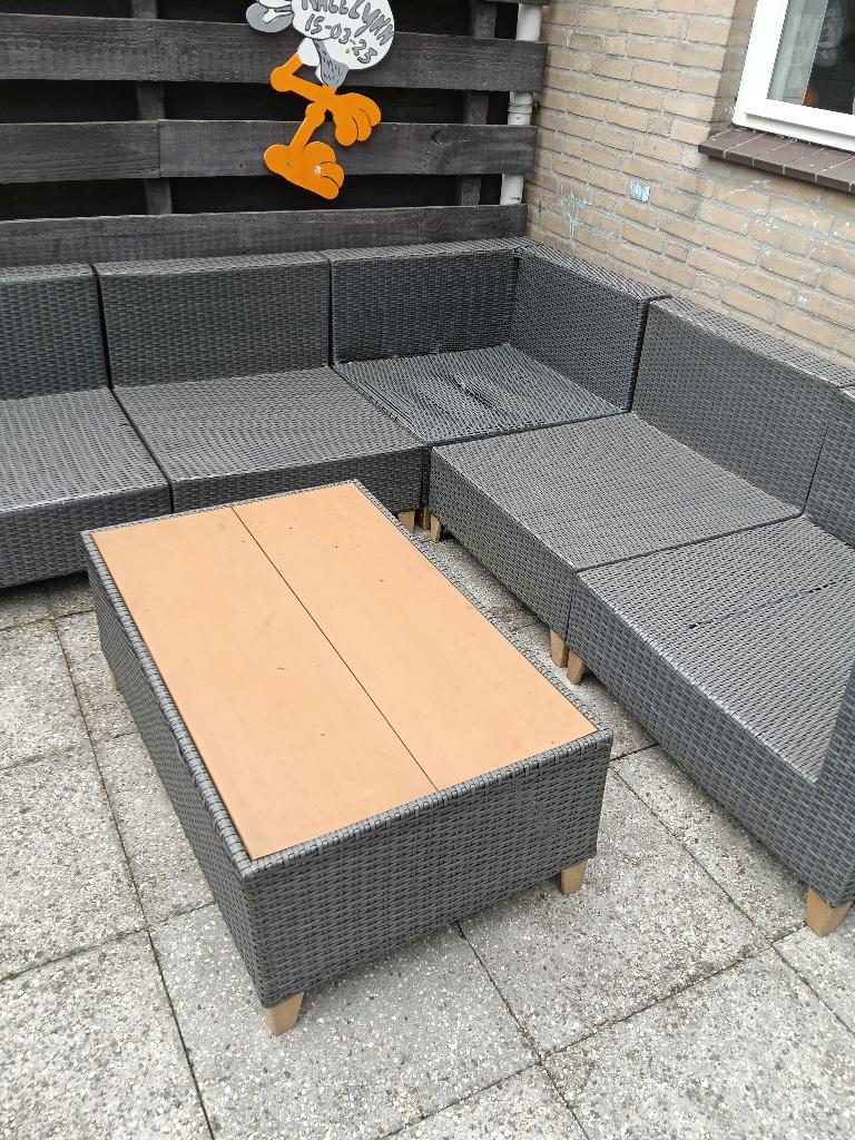 Lounge set met kussens(gratis), Ophalen, Gebruikt, Kunststof