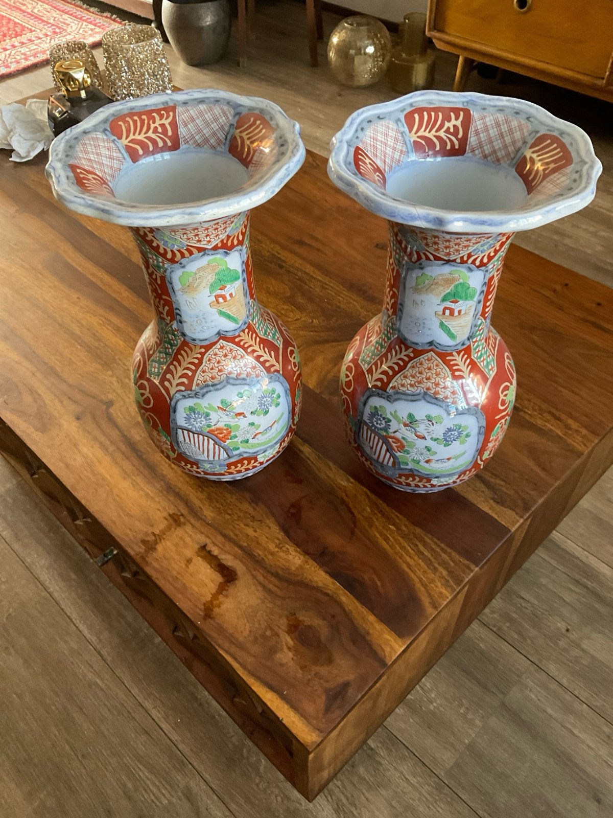 Antieke Japanse Imari Vazen - Set van 2 30 cm, Antiek en Kunst, Ophalen of Verzenden