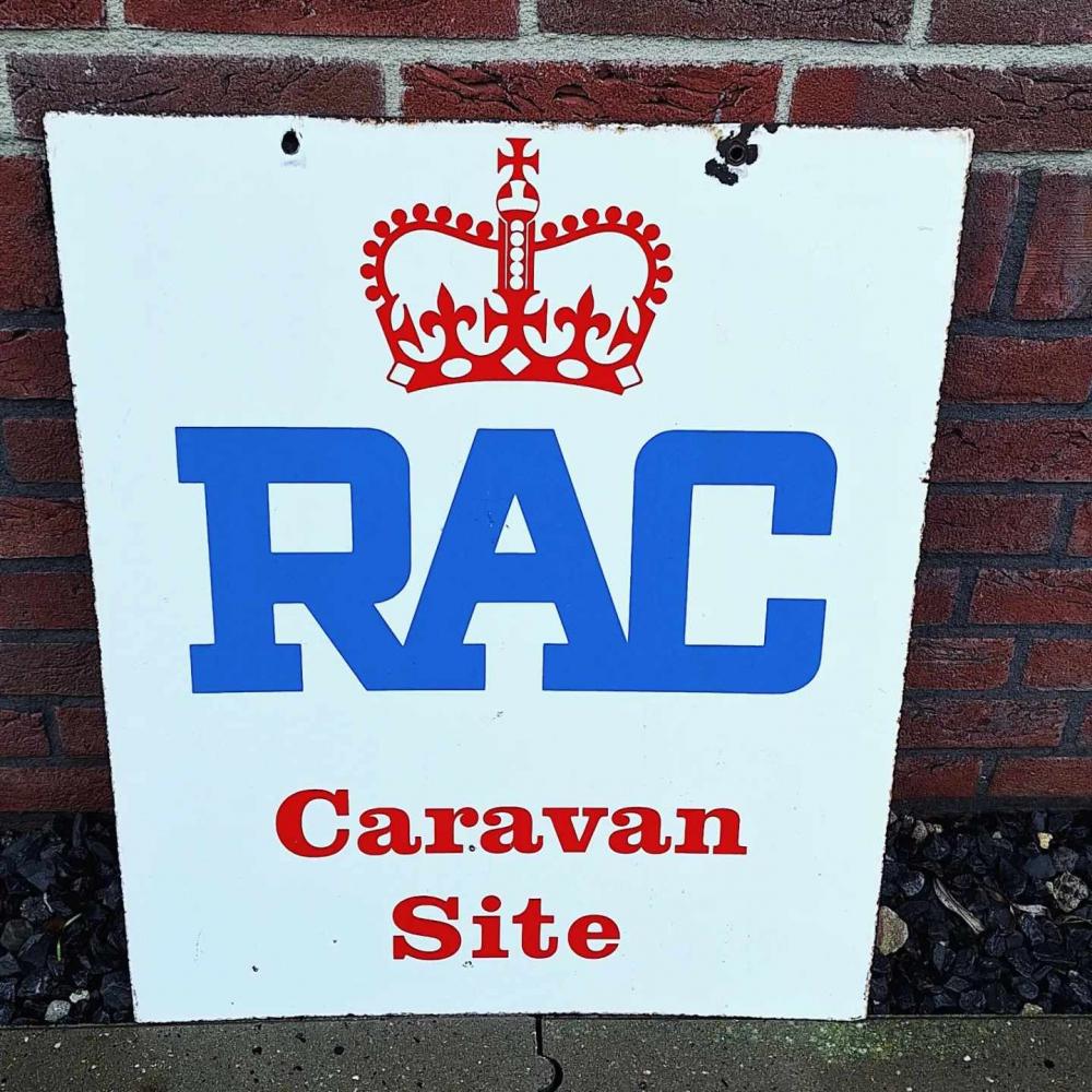 Dubbelzijdig emaille, geëmailleerd bord RAC Caravan Site👑, Reclamebord, Gebruikt, ., Ophalen of Verzenden