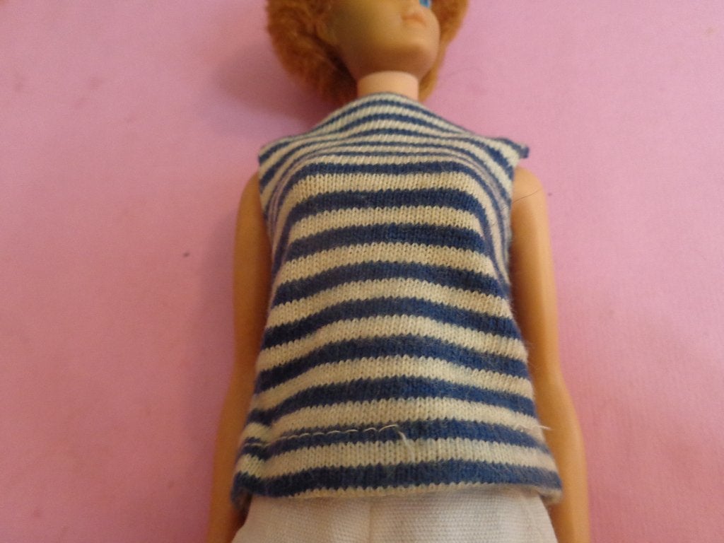 Barbie vintage stripe Tee shirt blauw wit, Ophalen of Verzenden, Gebruikt, Kleertjes