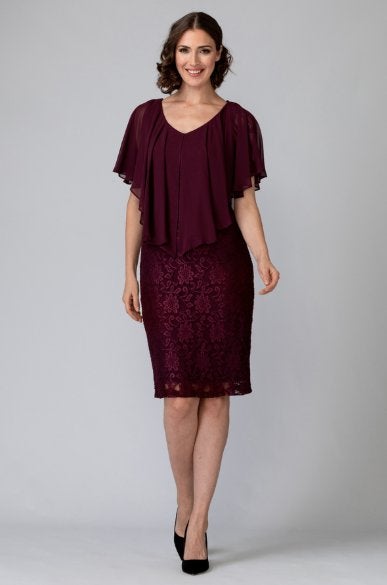 Joseph Ribkoff prachtig aubergine/kanten chique jurk mt M, Maat 38/40 (M), Overige kleuren, ., Joseph Ribkoff