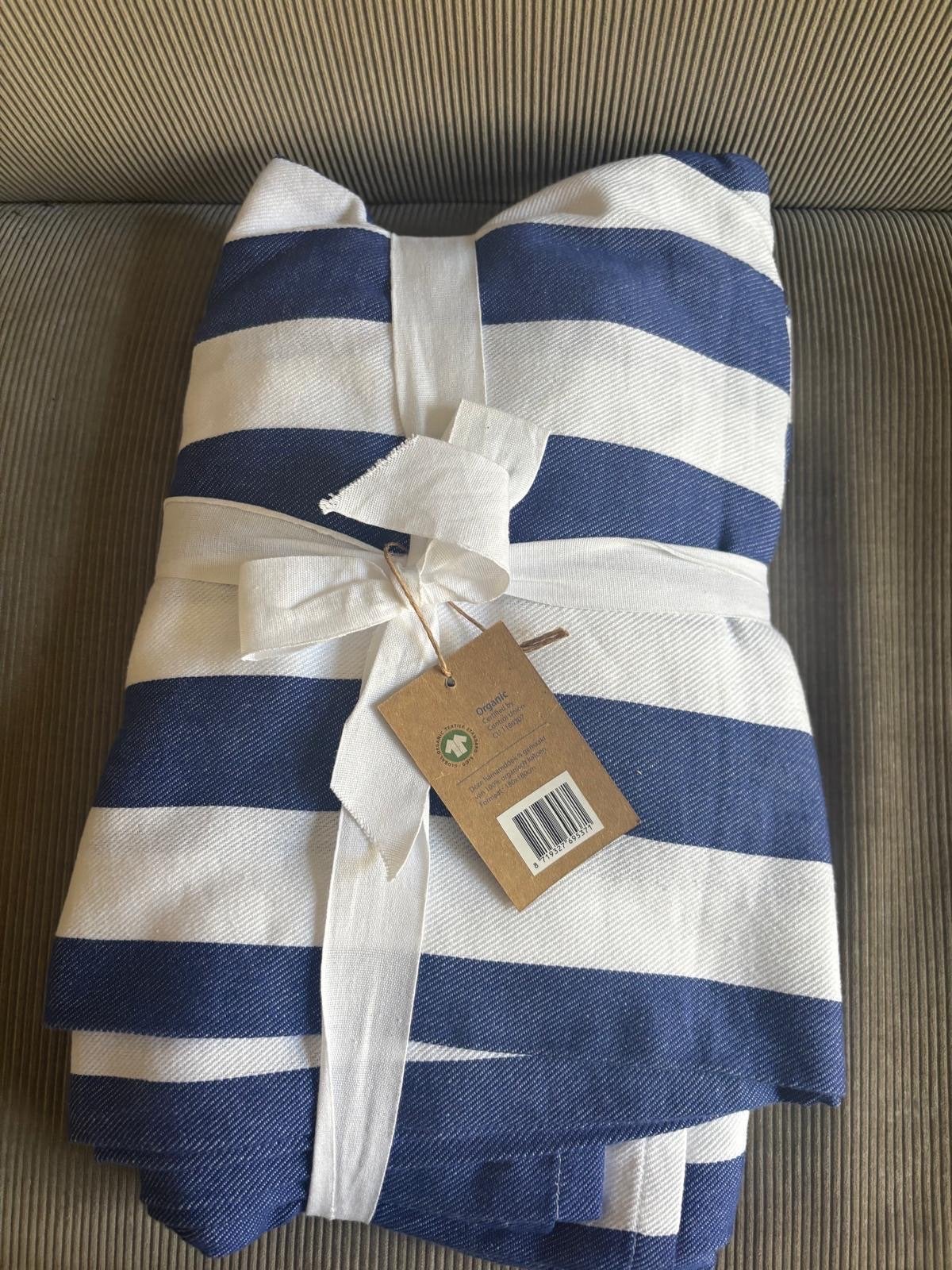 Nieuwe Hamamdoek - Blauw/Wit gestreept, Ophalen of Verzenden, Nieuw, Meerkleurig, Badlaken
