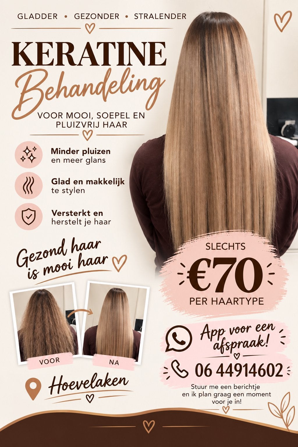 Keratine Behandeling voor Mooi, Soepel en Pluisvrij Haar, Ophalen, Nieuw, Haarverzorger of -hersteller