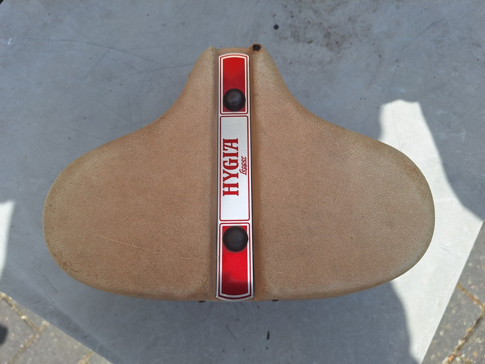 Vintage Hygia Lepper fietszadel met veren, Fietsen en Brommers, Fietsonderdelen, Gebruikt, Leer, Hygia Lepper, Ophalen of Verzenden
