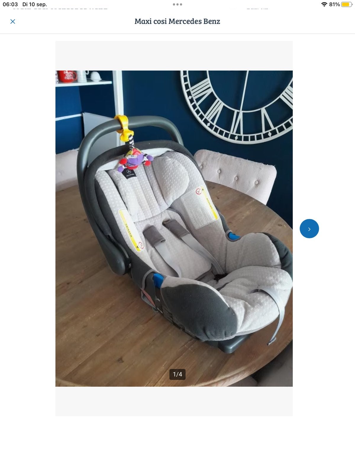 Autostoel baby Mercedes Benz, Verstelbare rugleuning, Ophalen, 0 t/m 10 kg, Overige merken