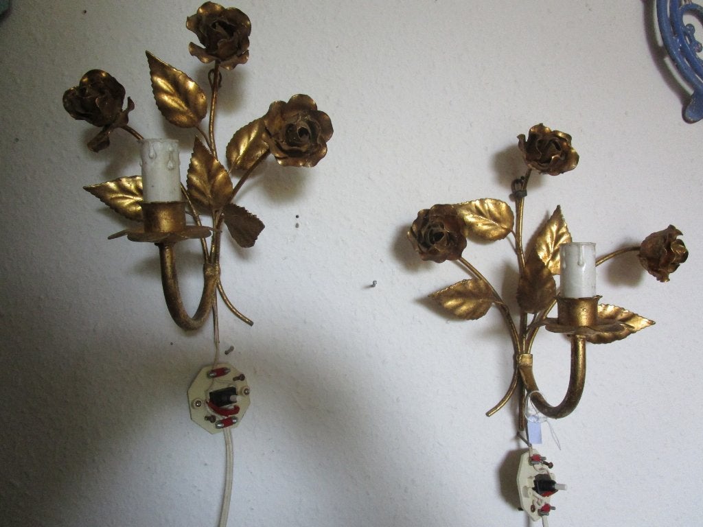 2 Franse wandlampen goudkleur, Ophalen of Verzenden
