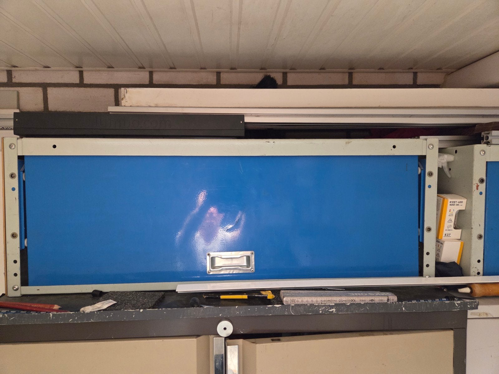 Blauwe metalen lade voor opslag, Auto diversen, Autogereedschap, Ophalen of Verzenden, Gebruikt