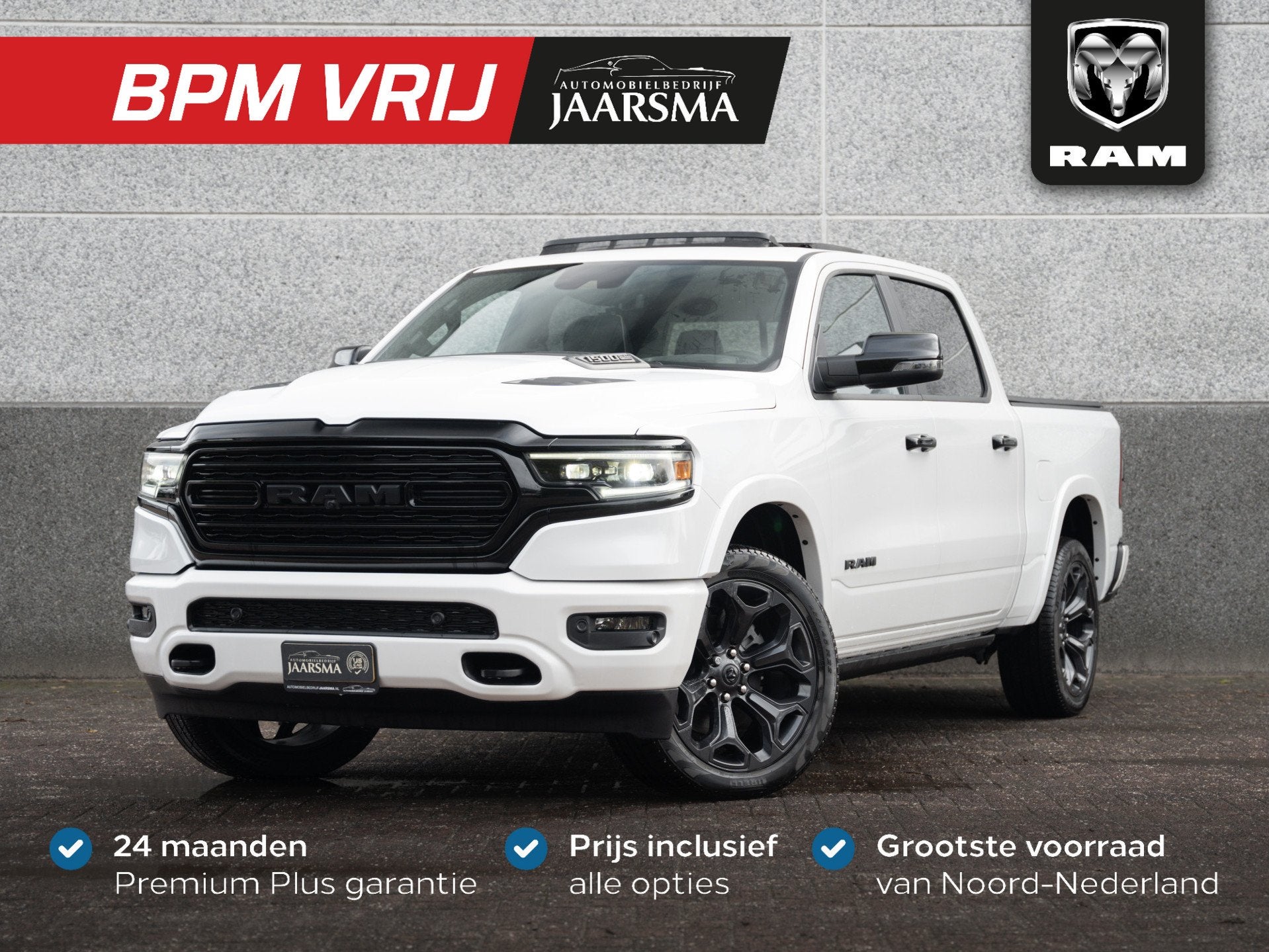 Dodge Ram 1500 5.7 V8 4x4 Crew Cab Limited Night |Digitaal C, Auto's, Dodge, Automaat, 5654 cc, Wit, Bedrijf