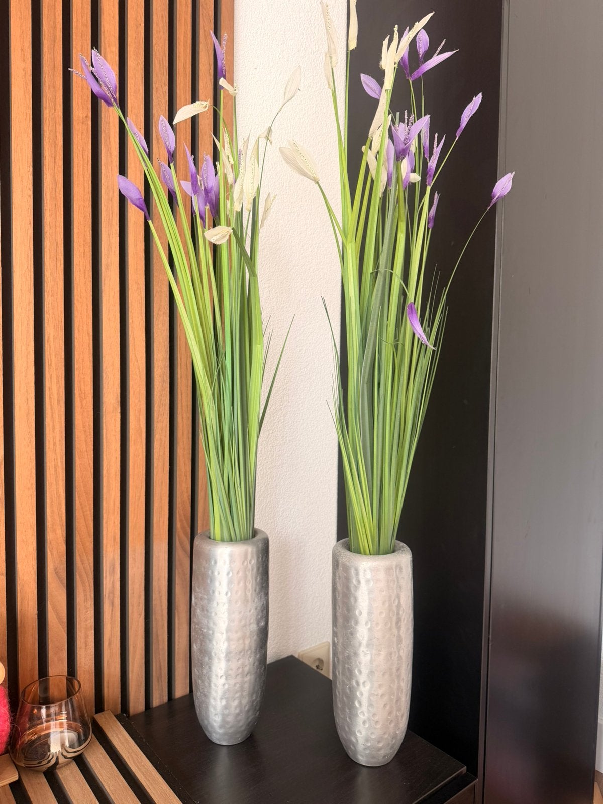 Vaas hoog met kunstbloemen, Ophalen, Zo goed als nieuw, Overige kleuren, Glas