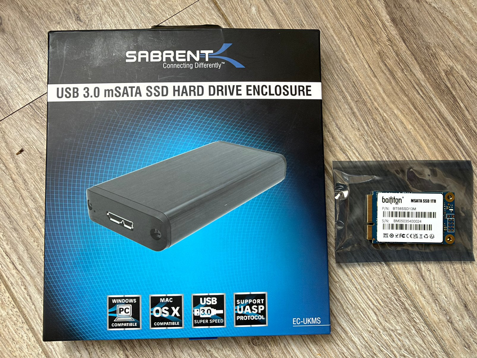 mSATA III 1Tb met USB 3.0 behuizing, Computers en Software, SSD, Ophalen of Verzenden, Zo goed als nieuw, USB
