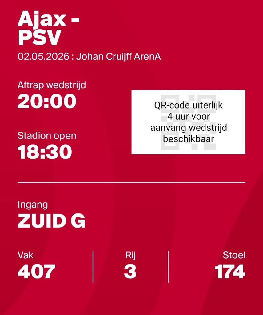 Kaartjes AJAX-PSV, Twee personen, Februari