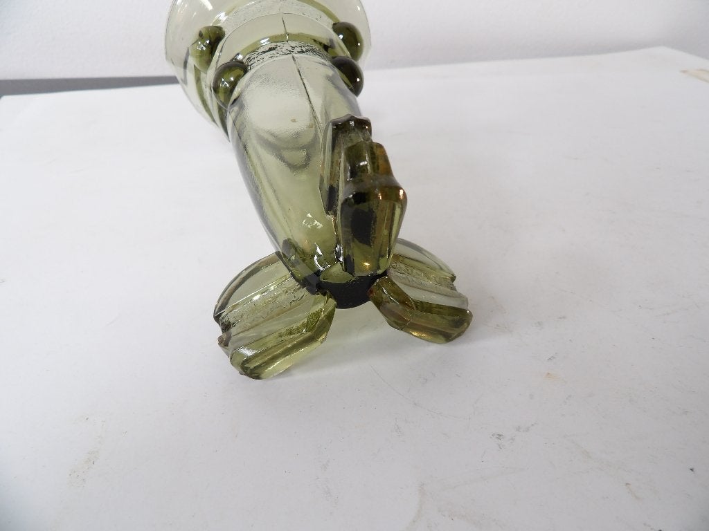 Art Deco Vaasje Boheems Stolze - Groen glas, Ophalen of Verzenden