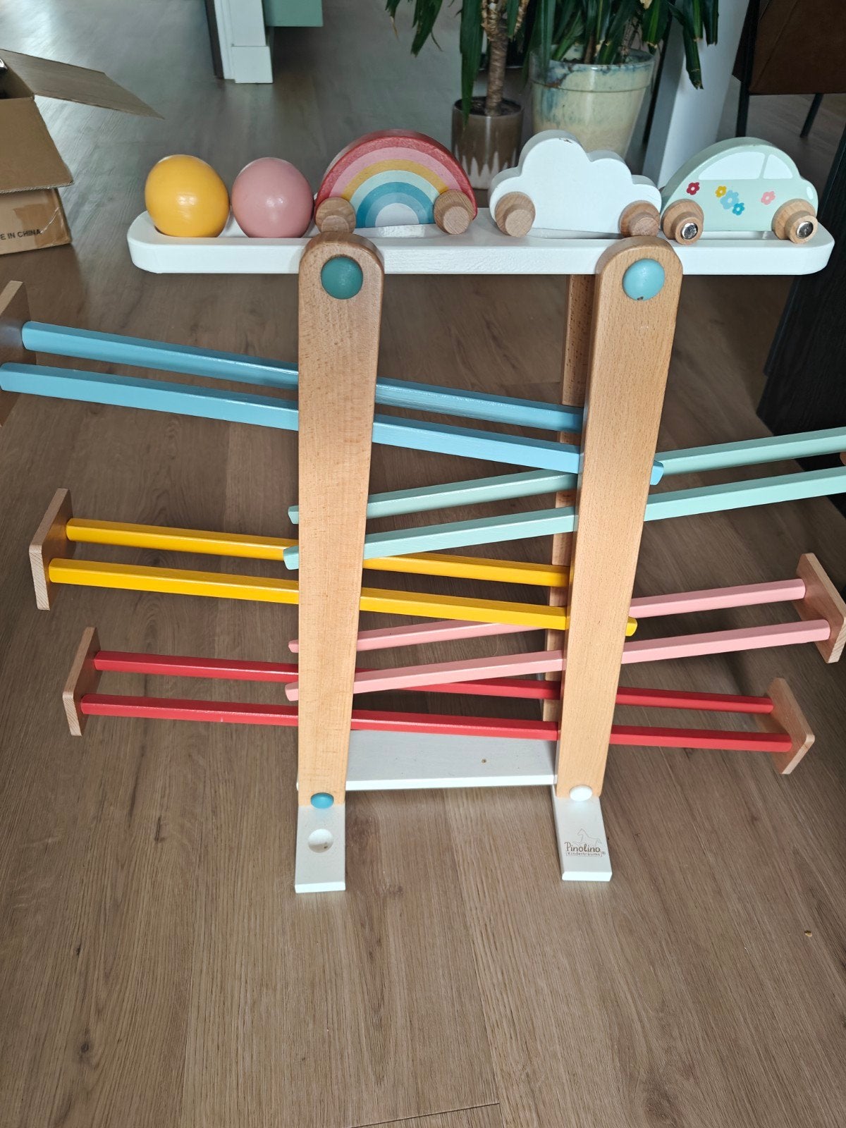 speelgoed houten knikkerbaan, Kinderen en Baby's, Ophalen, Gebruikt, Overige typen, Met wieltjes