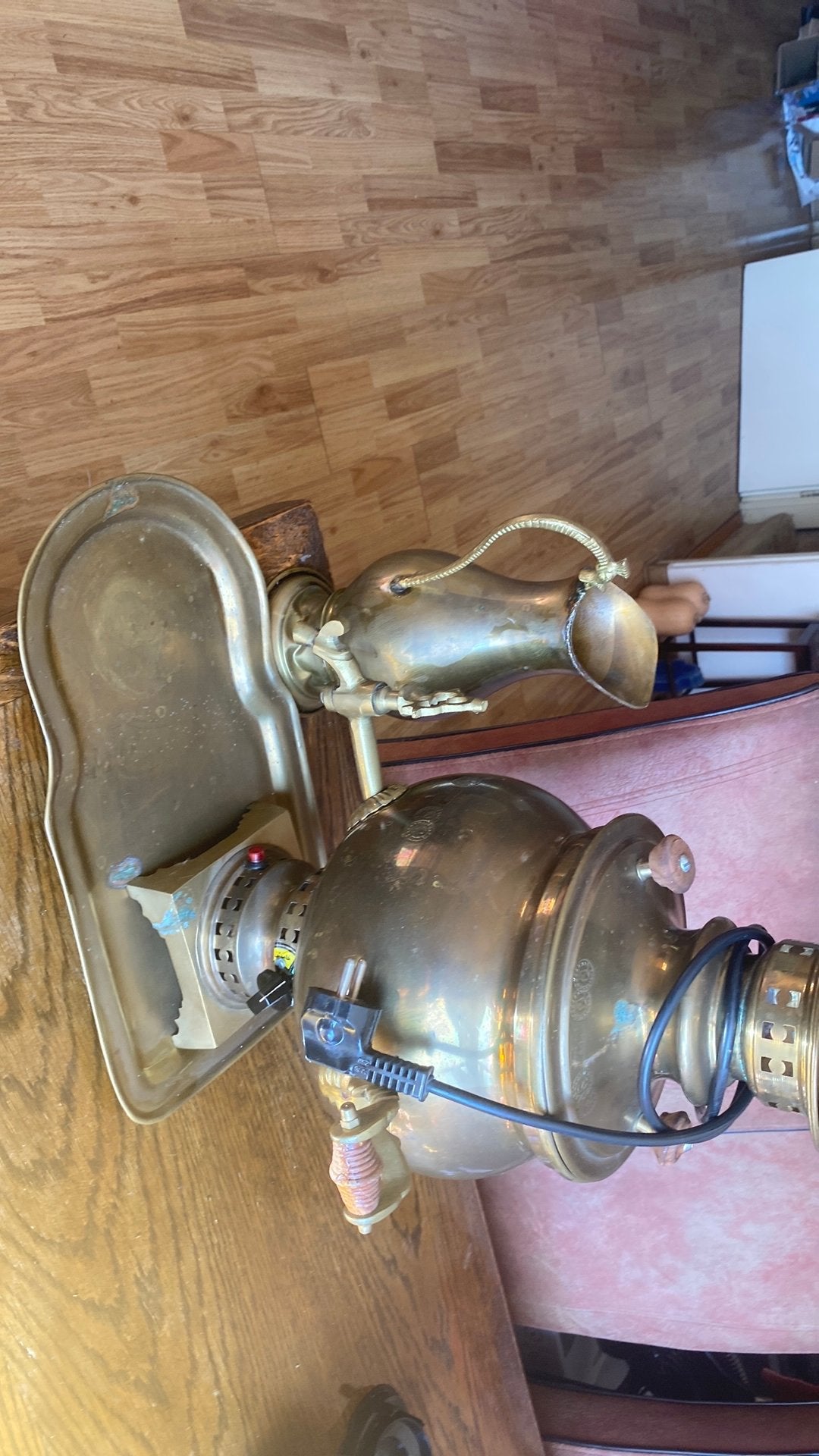 Samovar Iraanse vintage messing elektrisch met dienblad, Ophalen, Brons