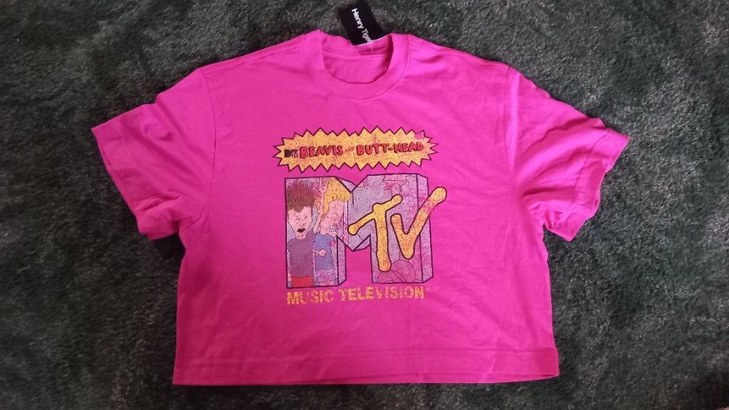 Roze Beavis and Butt-Head MTV Cropped T-shirt, Maat 38/40 (M), Nieuw, Ophalen of Verzenden, Korte mouw