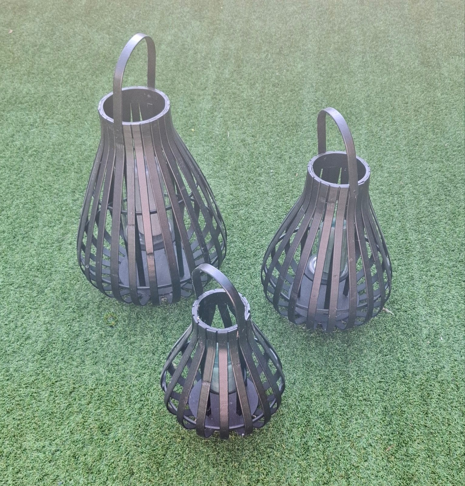 3 decoratieve windlichten, Huis en Inrichting, Ophalen, Zwart, Hout