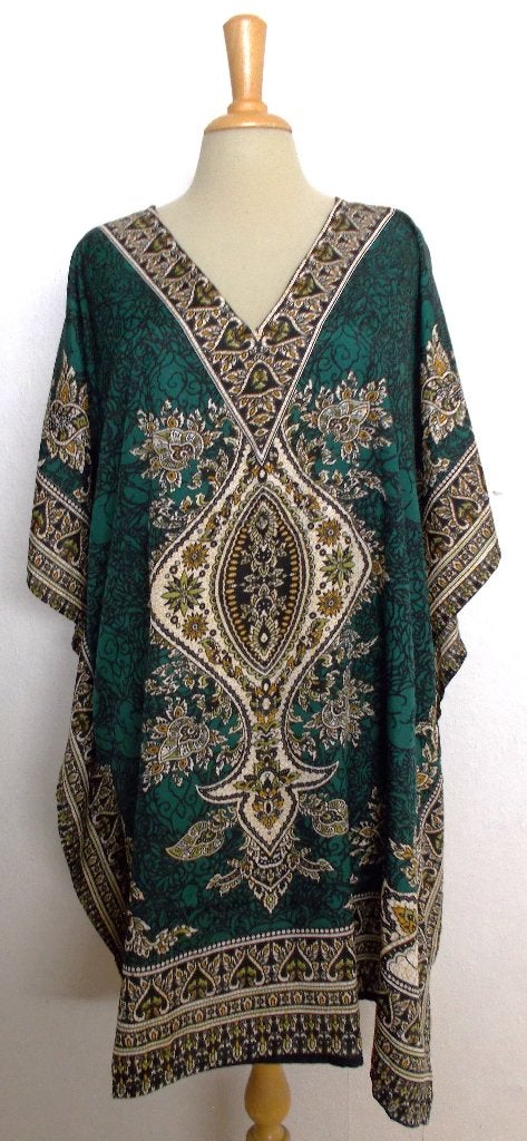 100% viscose batik Ibiza groene print tuniek/top! XL/XXL, Verzenden, Zo goed als nieuw, Maat 46/48 (XL) of groter, Groen
