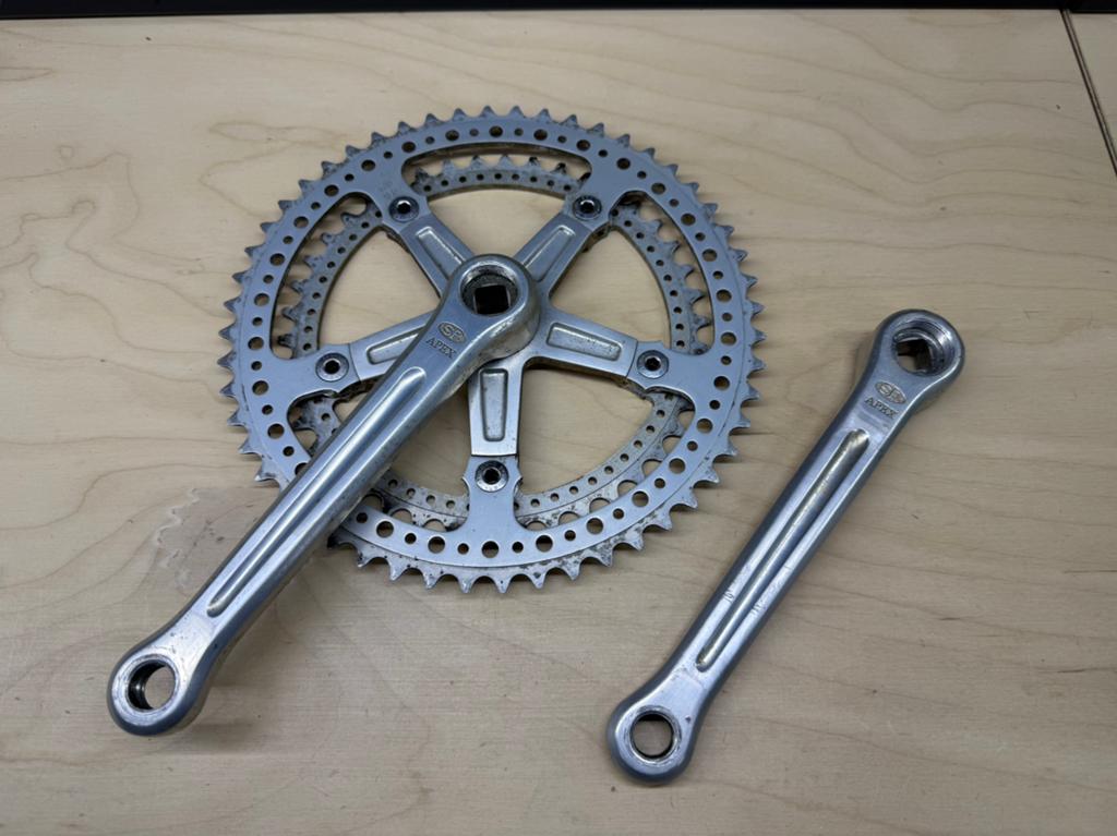 Vintage Sakae/Ringyo (SR) Drillium crankset, 170, 52/42T, Crankstel of Pedalen, Gebruikt, Ophalen of Verzenden, Aluminium