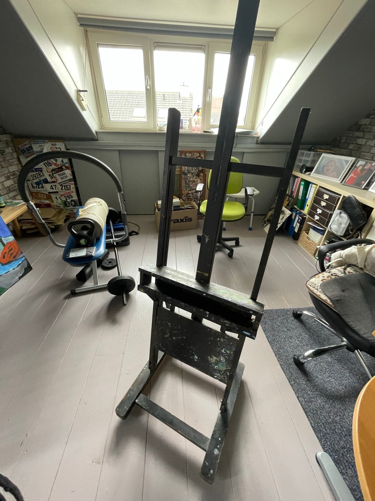 Robuuste schildersezel op wielen, Hobby en Vrije tijd, Schilderen, Ophalen of Verzenden, Gebruikt, Ezel