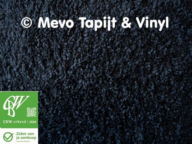 Frisé Tapijt, donker blauw, lengte 12 x 4 mtr, gratis staal, Blauw, 75 m² of meer, MeVo tapijt en vinyl, Nieuw