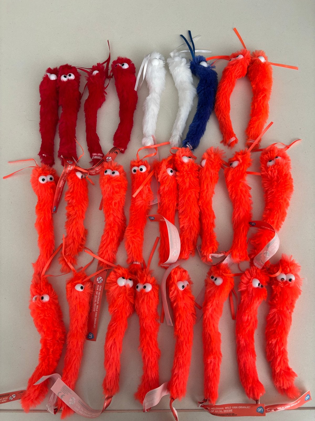 Albert Heijn Beesie knuffels Rood, Oranje, Wit, Blauw 26 st!, Overige typen, Ophalen of Verzenden, Rood, Klein (minder dan 20 cm)
