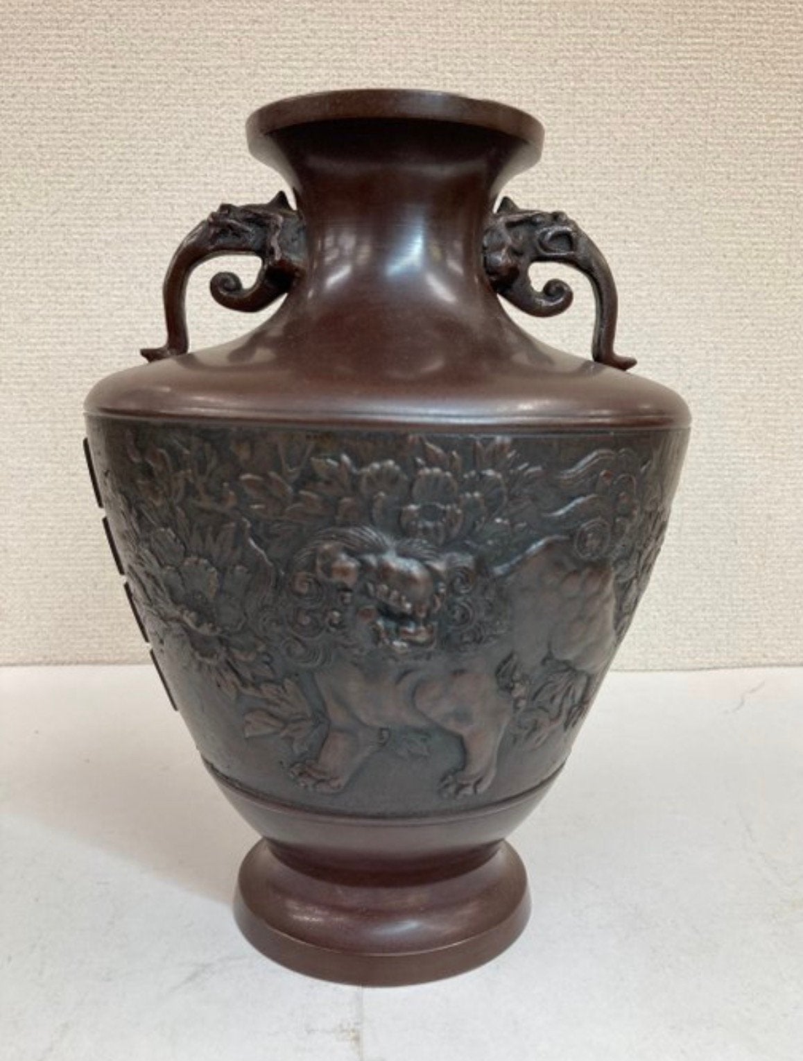 Antieke Japanse koperen vaas Ryusen – Showa 1930– Gesigneerd, Ophalen of Verzenden, Koper