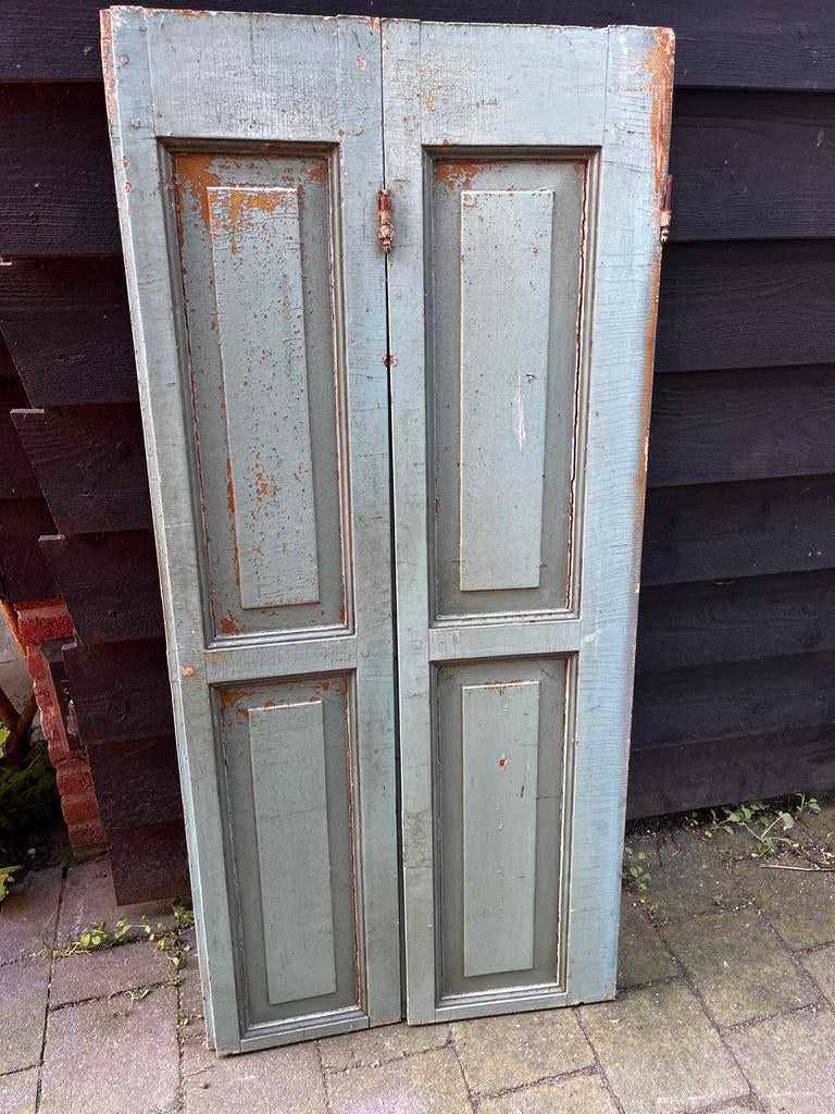 Brocante luiken blauw, Ophalen, Gebruikt, Minder dan 80 cm, Overige typen