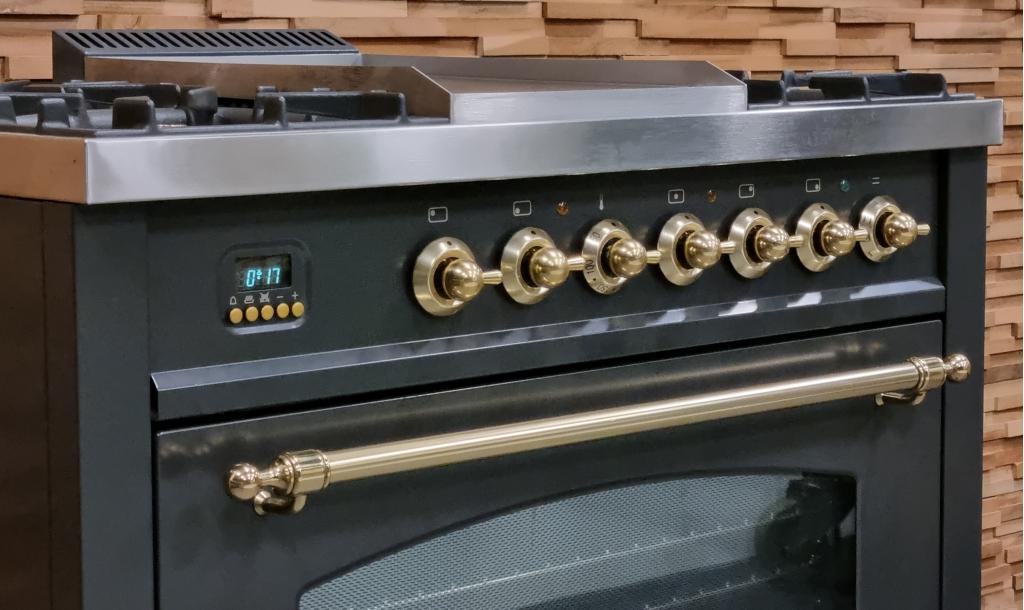 🔥Luxe Fornuis Boretti 90cm antraciet + messing Frytop, Niet ingevuld, 60 cm of meer, Niet ingevuld, Ophalen of Verzenden