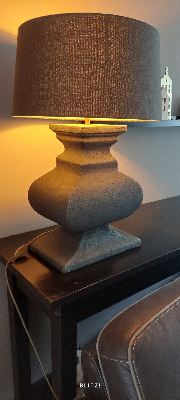 Landelijke schemerlamp, Huis en Inrichting, Lampen | Lampenkappen, Ophalen, Zo goed als nieuw, Grijs, Rechthoekig