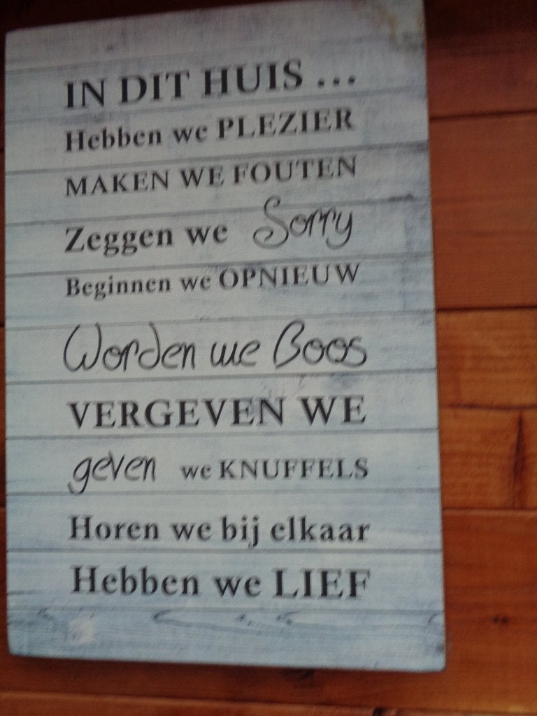 Mooi Bord met & mooie Tekst erop., Ophalen, Zo goed als nieuw