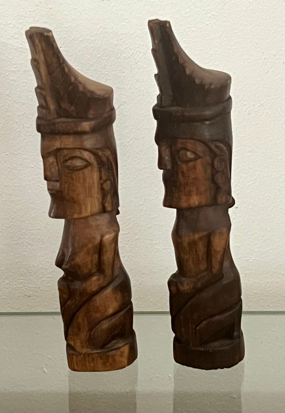 Bijzonder beeldenpaartje uit Nederlands-Indië Nias, Groep mensen, Minder dan 20 cm, Ophalen of Verzenden, Handgemaakt