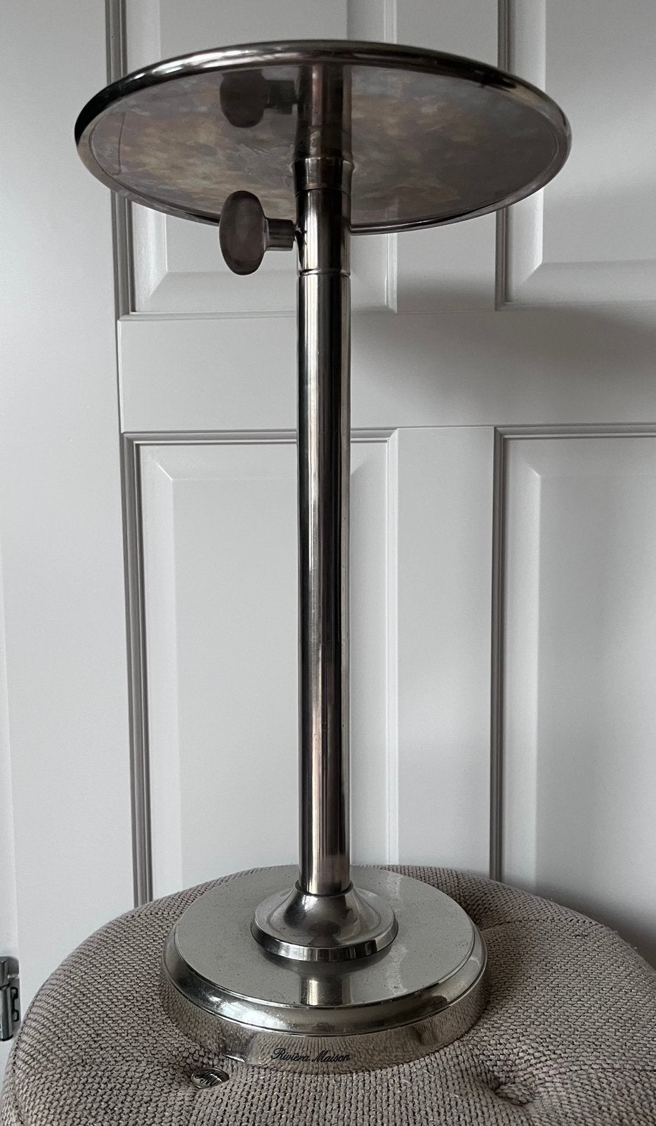Riviera Maison bijzettafel zilver, Minder dan 55 cm, Gebruikt, Metaal of Aluminium, Rond