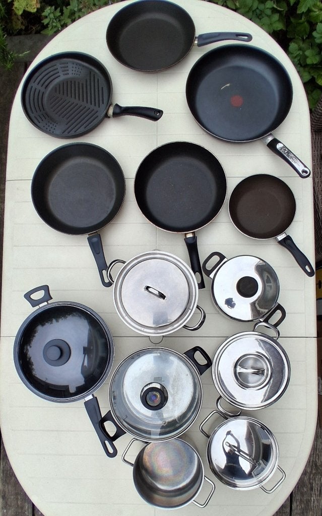 Complete pannenset – ideaal voor starter of uitbreiding, Ophalen, Overige materialen, Gebruikt, Met handvatten