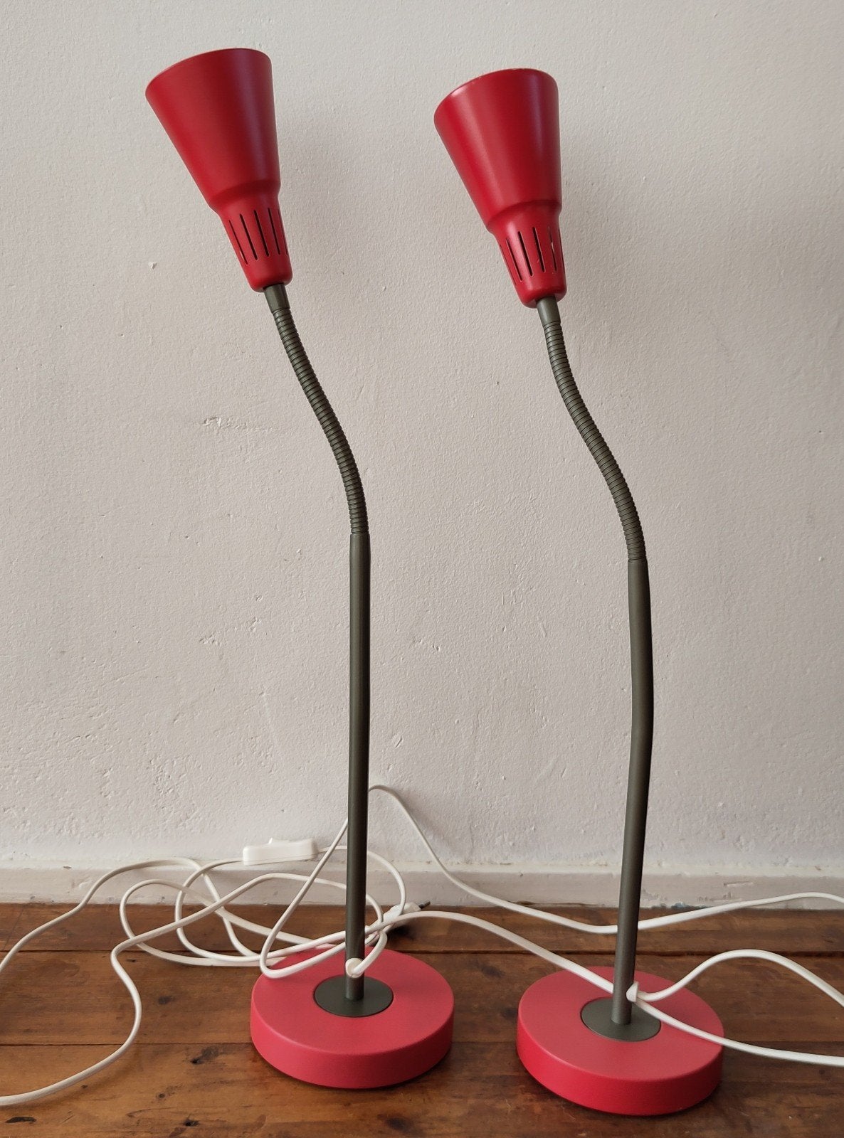 Twee vintage IKEA KVART lampen, Huis en Inrichting, Lampen | Wandlampen, Kunststof, Rood, Overige typen, Ophalen of Verzenden